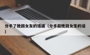 分手了挽回女友的话语（分手后挽回女生的话）