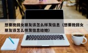 想要挽回女朋友该怎么样发信息（想要挽回女朋友该怎么样发信息给她）