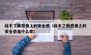 给不了我感情上的安全感（给不了我感情上的安全感是什么歌）