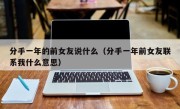 分手一年的前女友说什么（分手一年前女友联系我什么意思）