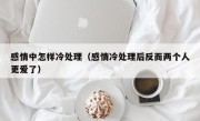 感情中怎样冷处理（感情冷处理后反而两个人更爱了）