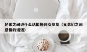 兄弟之间说什么话能挽回女朋友（兄弟们之间感情的话语）