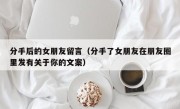 分手后的女朋友留言（分手了女朋友在朋友圈里发有关于你的文案）