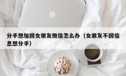 分手想加回女朋友微信怎么办（女朋友不回信息想分手）