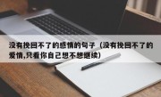 没有挽回不了的感情的句子（没有挽回不了的爱情,只看你自己想不想继续）